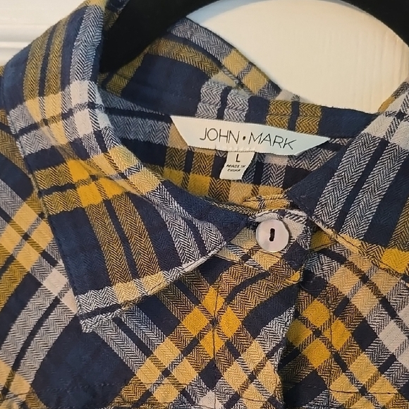 Jonh Mark Plaid Long Sleeve Shirt Dress - Picture 2 of 14